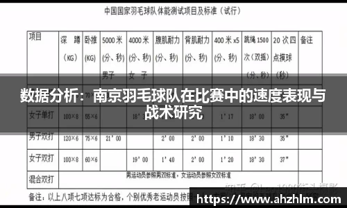 数据分析：南京羽毛球队在比赛中的速度表现与战术研究